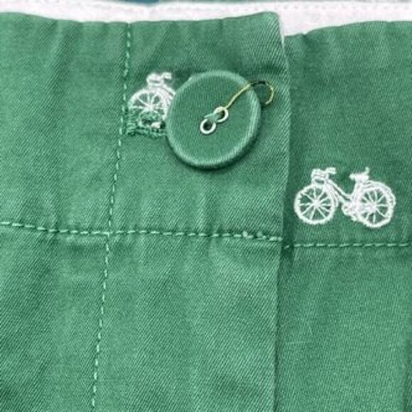 TALBOTS 10P Green Bicycle Embroidered Bermuda Shorts Cotton Stretch Petites - Picture 2 of 16